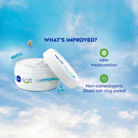 NIVEA Soft Light Moisturizer For Face, Hand & Body, Instant Hydration, Non-Greasy Cream With Vitamin E & Jojoba Oil, 100ml