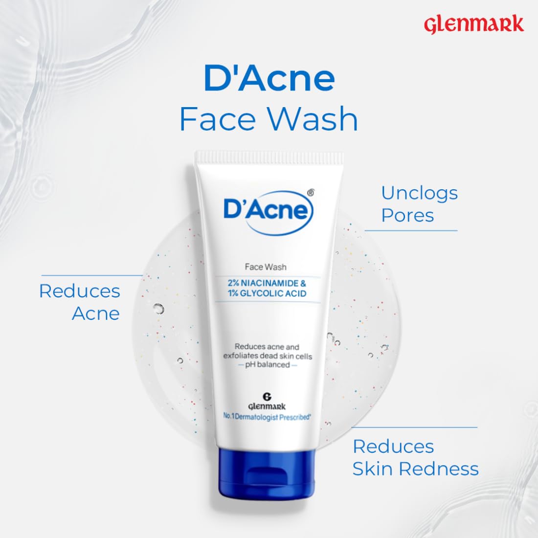 D’Acne Soft Face Wash | Unclogs pores and prevents pimples | Stops recurrence of acne | Contains 1% Glycolic Acid, Niacinamide |Suitable For Oily skin, Acne-prone Skin | Men & women | 100 ml