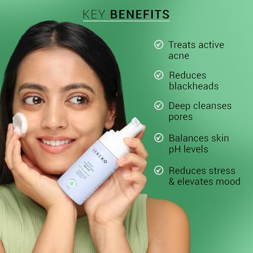 Sereko Pore Clearing Face Wash with 1% Salicylic Acid & Lactic Acid | Foaming Cleanser for Oily & Acne-Prone Skin | Deep Cleansing & Gentle Exfoliation | Sulfate-Free | For Men & Women | 100ml