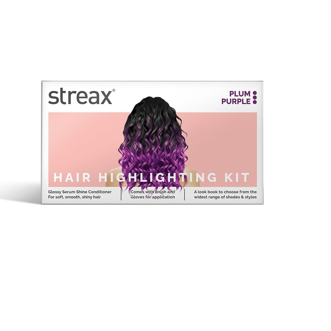 Streax Mini Hair Colour Highlight Kit, PLUM PURPLE, Purple Hair Colour | Rich, Vibrant, Easy to Use, DIY Application