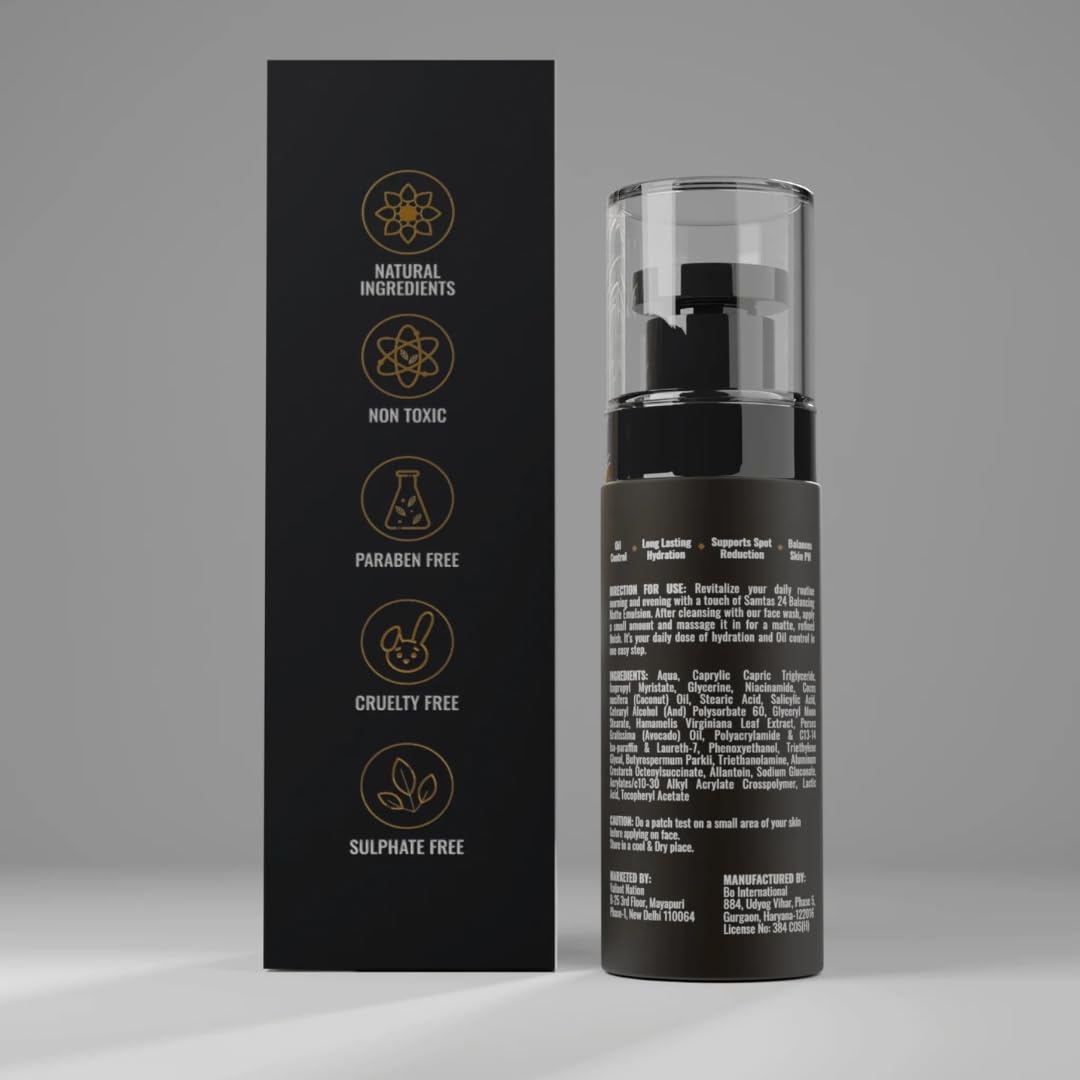 NARH SAMTAS 24 | Oil-Control Moisturizer | Long Lasting Hydration, Acne Spot Reduction With Niacinamide & Witch-Hazel Leaf Extract, Non-Sticky, Nourishing, Fast Absorbing & Balances Skin PH, 50ml