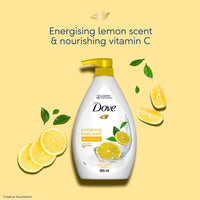 Dove Energising Body wash with energising lemon scent and nourishing Vitamin C, 100% gentle and paraben free/sulphate free cleansers, 100% plant- based moisturisers, 800ml