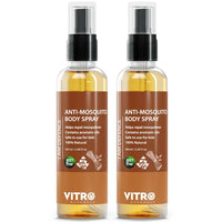 Vitro Mosquito Repellent Spray - Mosquito Repellents for Kids, Safe and Gentle on Skin, Pleasent Smell | Pack of 2-100 ml Body Spray bottles