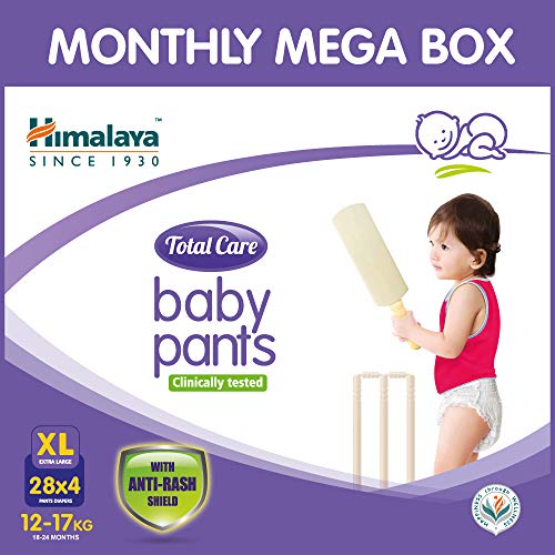 Himalaya Total Care Baby Pants Diapers , Monthly Mega Box , Extra Large (112 Count)