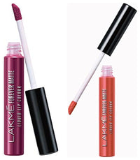 LAKMÉ Forever Matte Liquid Lip Colour, Wine Glow, 5.6ml & Lakme Forever Matte Liquid Lip Colour, Orange Tango, 5.6 ml