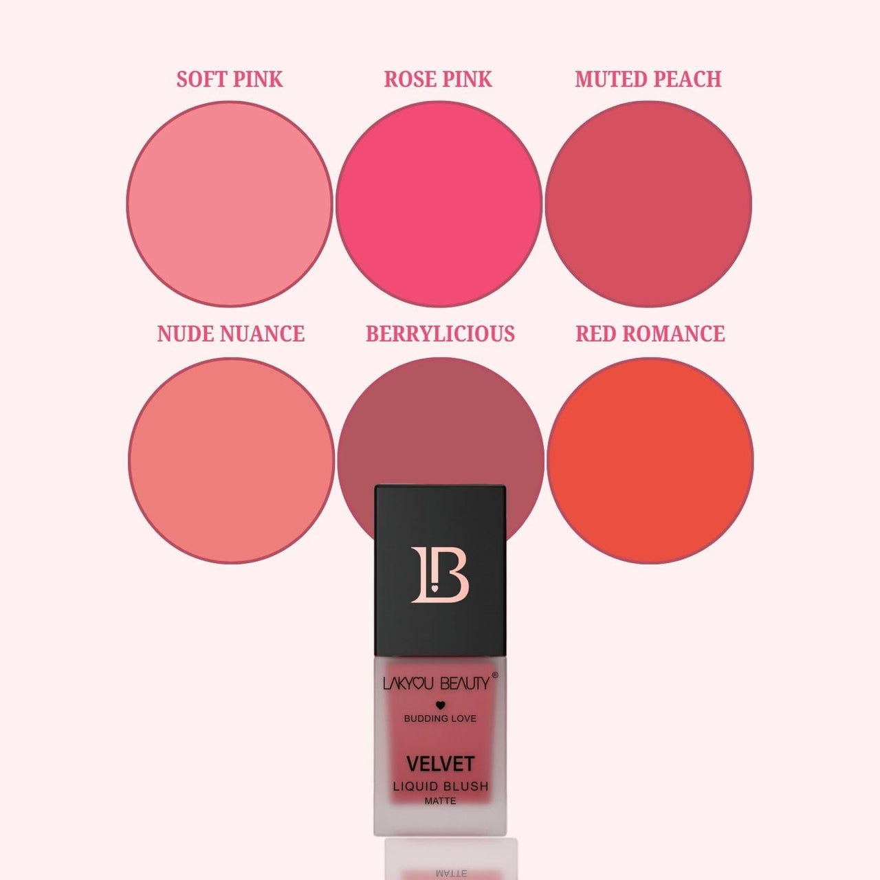 Lakyou Beauty Velvet Liquid Blush Matte | Light Weight | Highly Pigmented | Long-lasting | Easily Blendable | All Skin Types | Shade-02 (Rose Pink) 15ml