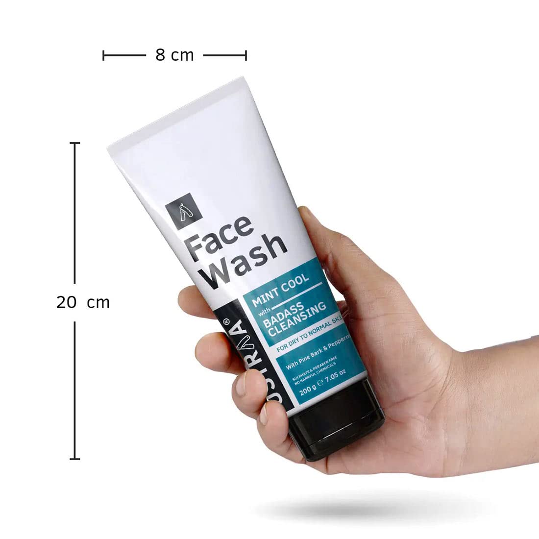 Ustraa Face Wash - Mint Cool - For Dry to Normal Skin - 200g x 2 (Set of 2) | Reduces Moisture Loss | Removes Dirt & Dead Skin | with Pine Bark & Peppermint | NO SLS, NO PARABEN