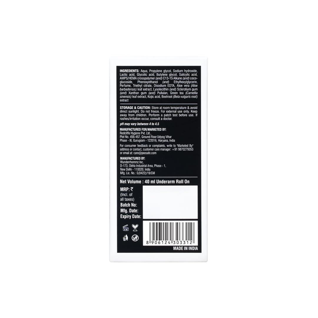 FURR 4% AHA BHA Underarm Roll On with Kojic Acid | Lush Flora Fragrance | 40ml | Helps Reduce Pigmentation, Prevents Body Odour & Brightens Skin | Dermatologically Tested | Antiperspirant