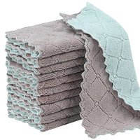 Rachan 11Pack Kitchen Dish Cloths, Reusable Dish Towels, Nonstick Oil Washable Fast Drying, Super Absorbent Coral Velvet Cleaning Cloths for Cleaning Tableware, Kitchen, Bathroom (Pink - green10 x 6