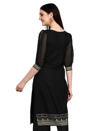 SIRIL Women's  Rayon Foil Printed Straight Kurta