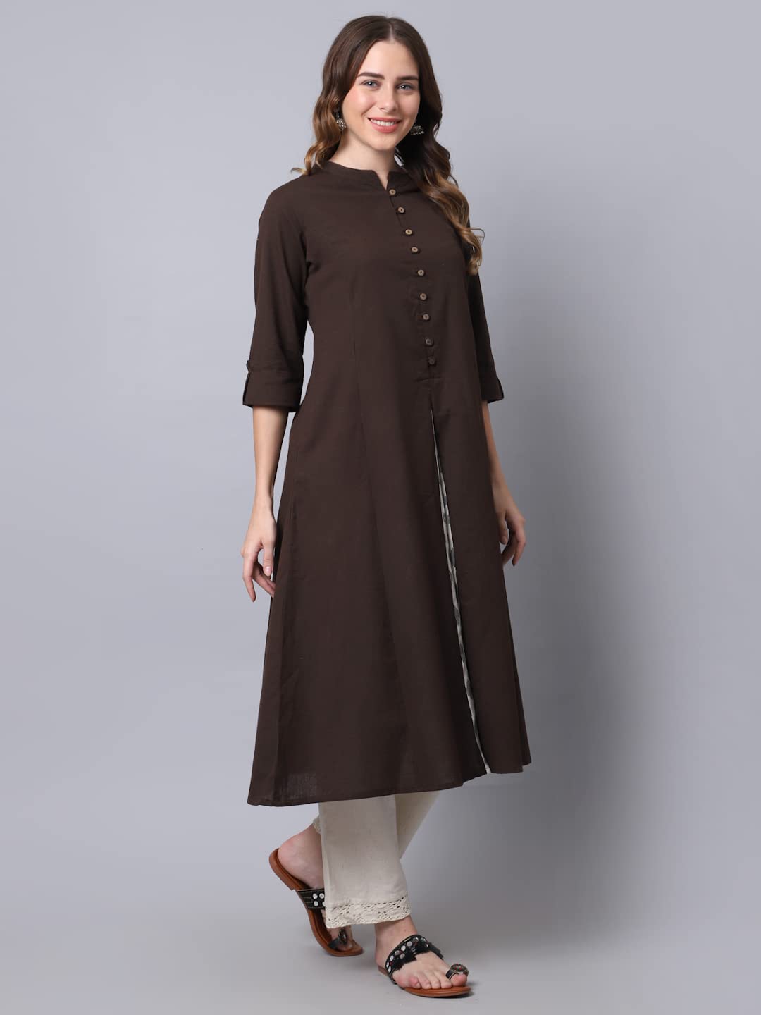 Pistaa's  Women Cotton Printed Cut Regular Kurta