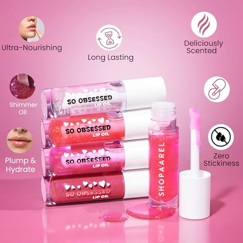 Shopaarel So Obsessed Lip Oil, Ultra-Glossy, Long-Lasting Comfort, Nourishment and Hydration, Lip Gloss, Fuller & Plump Lips, Lightweight, Non-sticky- 8 gm, Juicy
