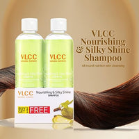VLCC Nourishing & Silky Shine Shampoo - B1G1-350ml X 2 (700ml) | Stronger, Silkier Hair | Helps Prevent Frizzy Hair, Easy to Manage Hair Shampoo | Soy Proteins and Almond Shampoo.