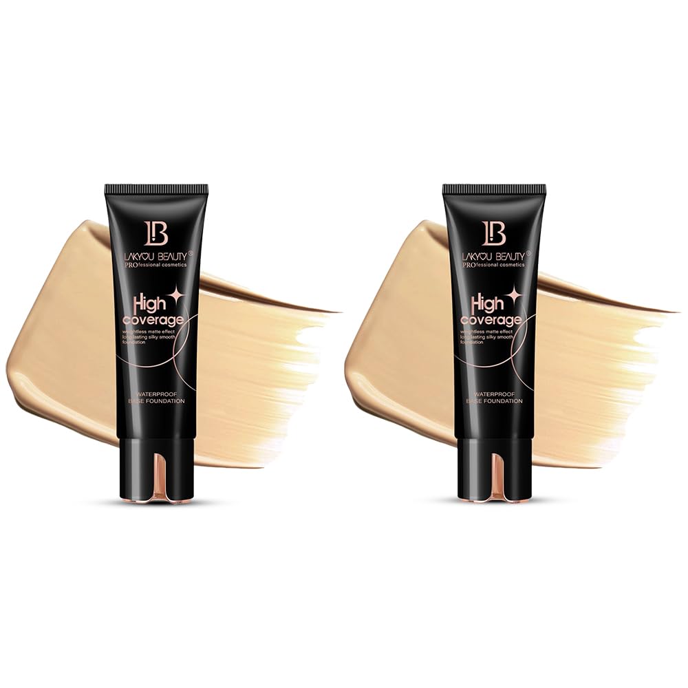 Lakyou Beauty High Coverage Foundation Cream | Waterproof Base | Light Weight | Long Lasting | Shade-04(Natural Nude) | 160ml | Pack Of 2