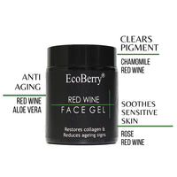 EcoBerry Red Wine Anti-Ageing Gel Moisturizer | Organic Certified, Vegan & Chemical-Free | Fights Acne, Boosts Elasticity, Soothes Skin | 100% Pure, Natural & Handmade | 50ml