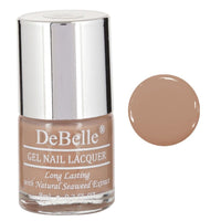 DeBelle Gel Nail Polish Coco Bean (Light Brown Nail Paint)|Non UV - Gel Finish |Chip Resistant | Seaweed Enriched Formula| Long Lasting|Cruelty and Toxic Free| 8ml Glossy Finish