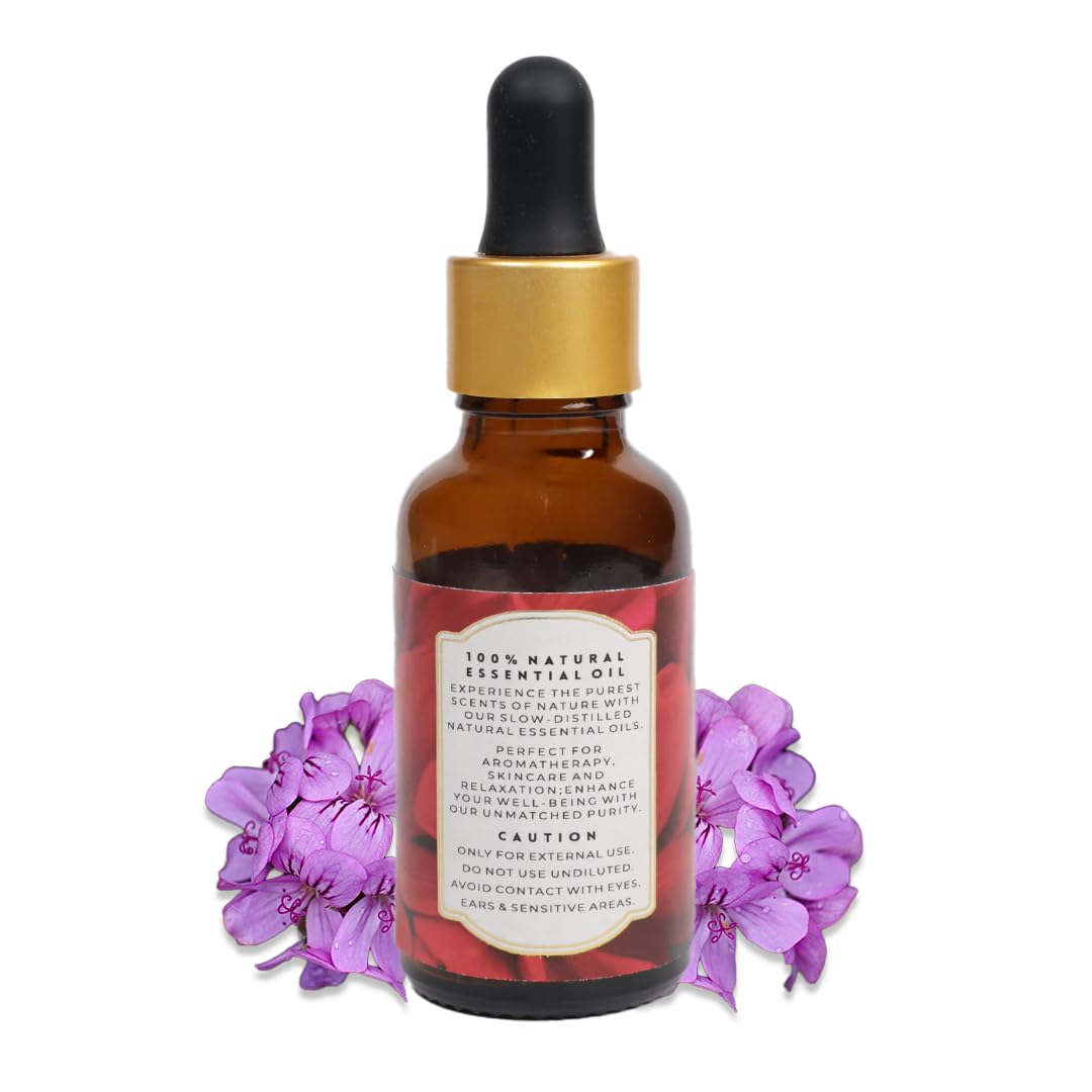 Luxurious Geranium Essential Oil by Enhanced Essentials|Therapeutic Grade,Organic & Natural | Ultra Premium and Highly Concentrated Oils for Home, Diffusers, Skin, Aromatherapy, Bath, Massage,Hair, Soap and Candle making| 30 ml