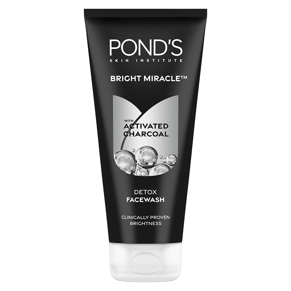 POND'S Bright Miracle Detox Facewash | 10X Power of Activated Charcoal| For Deep Cleaned Skin | Reveals Glow, Pollution Clear Face Wash, 200gm