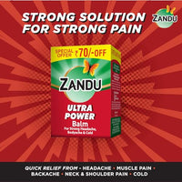 Zandu Ultra Power Balm | For Pain Relief from Strong Headache, Bodyaches & Cold | Bone, Joint & Muscle Care | 50 ML
