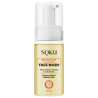 SOKU Instant Glow Foaming Facewash for Deep Cleansing | Enriched With Alpha Arbutin, Papaya & Kale Extract for Instant Brightening | Gentle Cleanser for Men & Women | Sulphate & Toxin Free