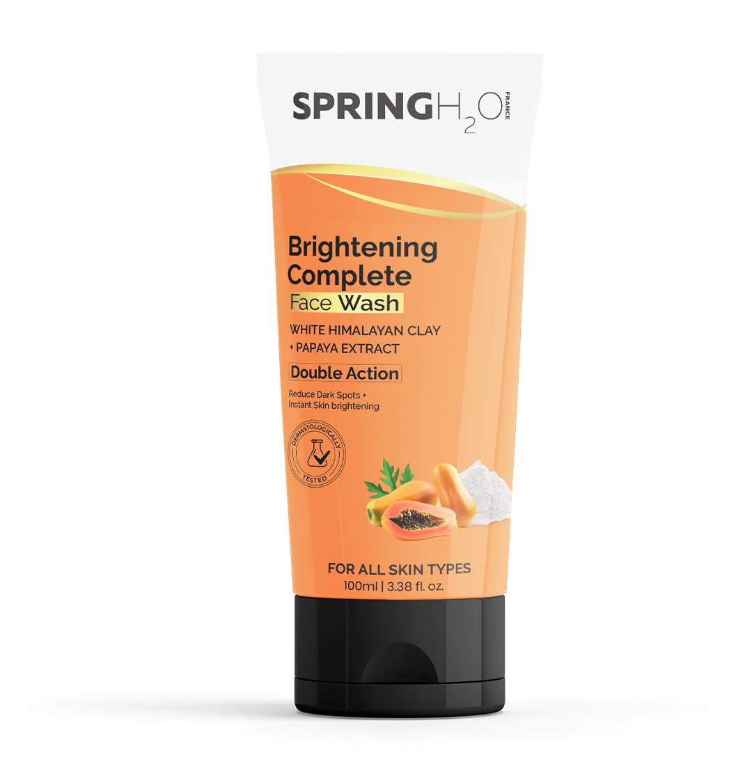 Spring H2O Papaya Face Wash | Hydrating Daily Cleanser for Acne-Prone | All Skin Types | Gentle Exfoliating, Soothing | Brightening Face Wash