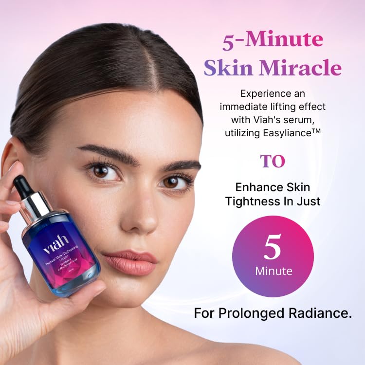 Viah Instant Skin Tightening Face Serum for Women | Anti-Ageing Face Serum for Women | Anti Wrinkle & Brightening | Firms, Hydrates, Smooths Fine Lines | Easyliance, Hyaluronic Acid &Lumicease 30ml