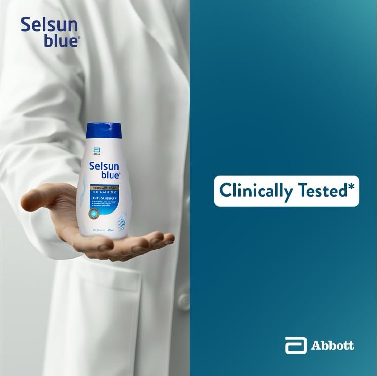 Selsun Blue Regular Care Shampoo for Men and Women with Added Conditioner, Helps Reduce Flaking and Itching, Control Dandruff, 200 ml (Pack of 1)