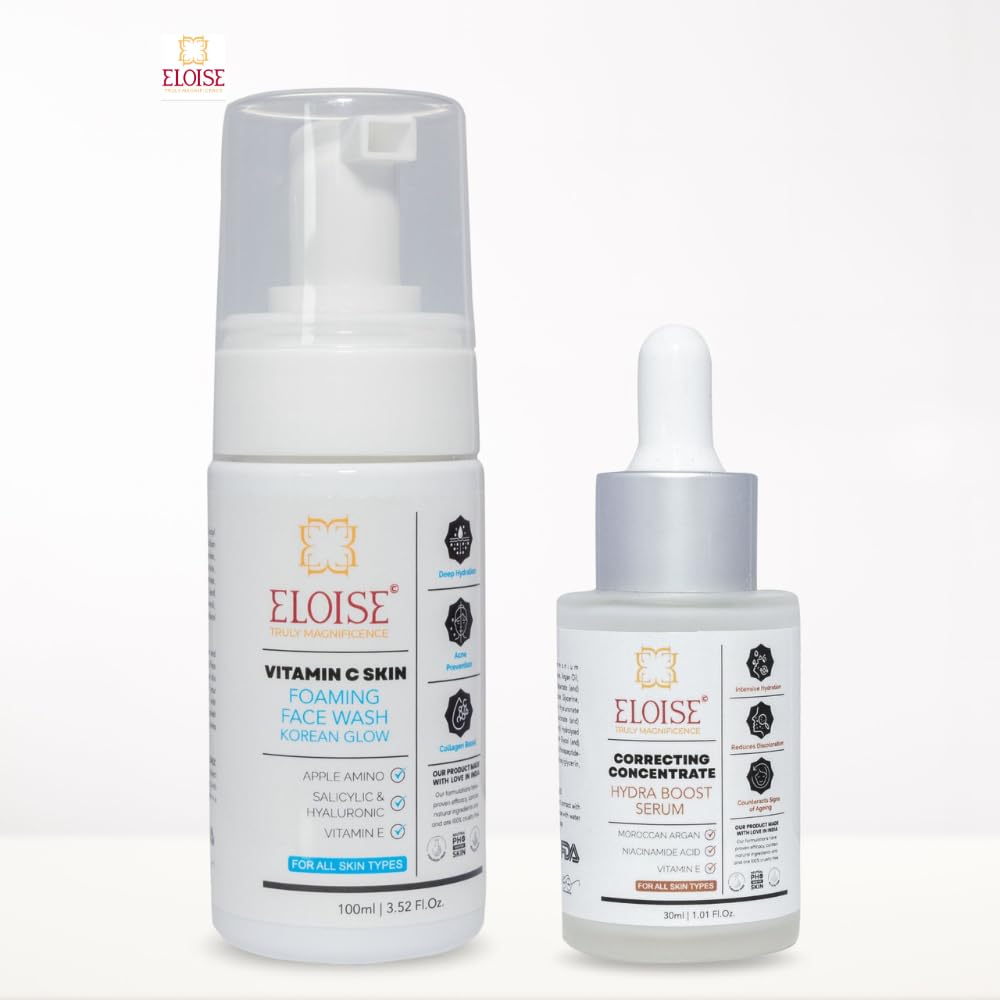 Eloise Face wash & Hydraboost serum Combo |Vitamin C, Blemish Control Face wash | Hyaluronic Acid Serum | Skin Care Gift set | Premium Gift for Men & Women | All Face Type