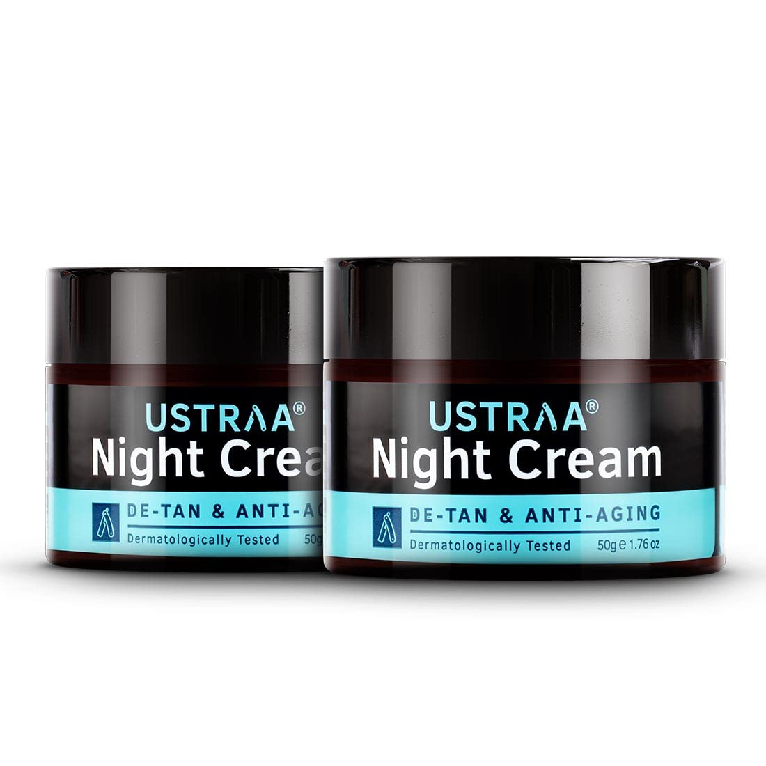 Ustraa Night Cream - De-tan & Anti-aging - 50g - Set of 2 - Dermatologically Tested - Effective Tan Removal | with Niacinamide and Licorice Extract - No Sulphates, No Parabens, No Mineral Oil