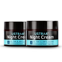 Ustraa Night Cream - De-tan & Anti-aging - 50g - Set of 2 - Dermatologically Tested - Effective Tan Removal | with Niacinamide and Licorice Extract - No Sulphates, No Parabens, No Mineral Oil