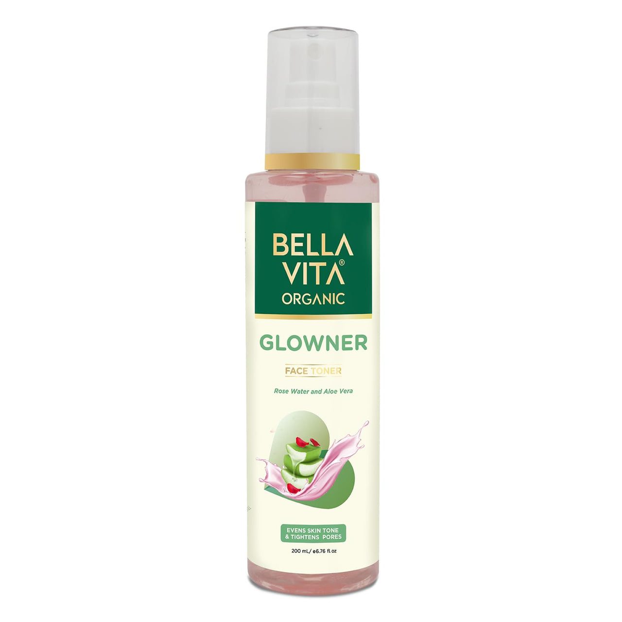 Bella Vita Organic Glowner Face Toner Face Mist, Alcohol free, Rose Water 100ml & Bella Vita Organic Vitamin C - 100 ml