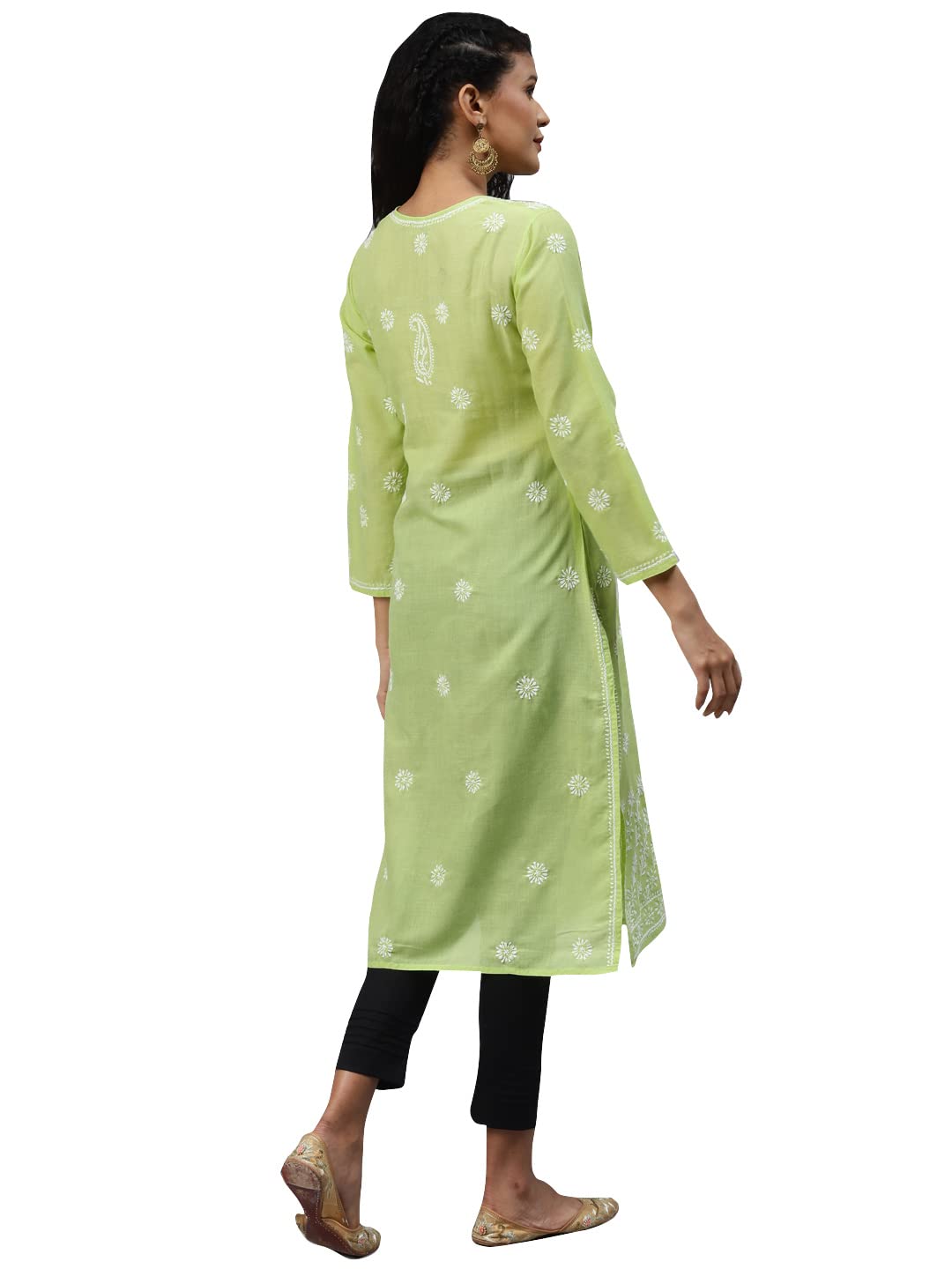 Ada Hand Embroidered Lucknowi Chikankari Ethnic Wear Cotton Kurta Kurti Tunic for Women