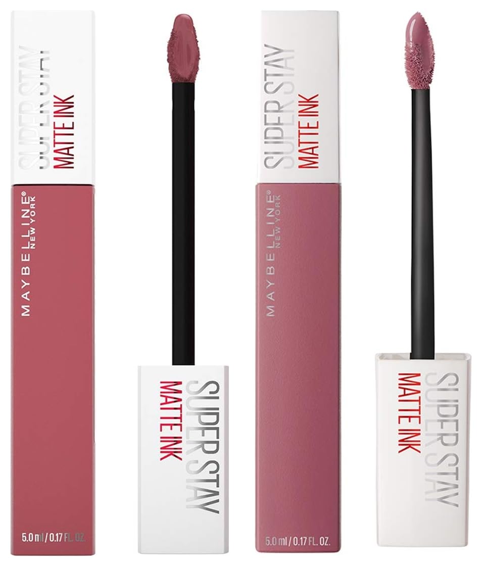 Maybelline New York Super Stay Matte Ink Liquid Lipstick, Ringleader, 5g and Maybelline New York Super Stay Matte Ink Liquid Lipstick, 15 Lover, 5ml