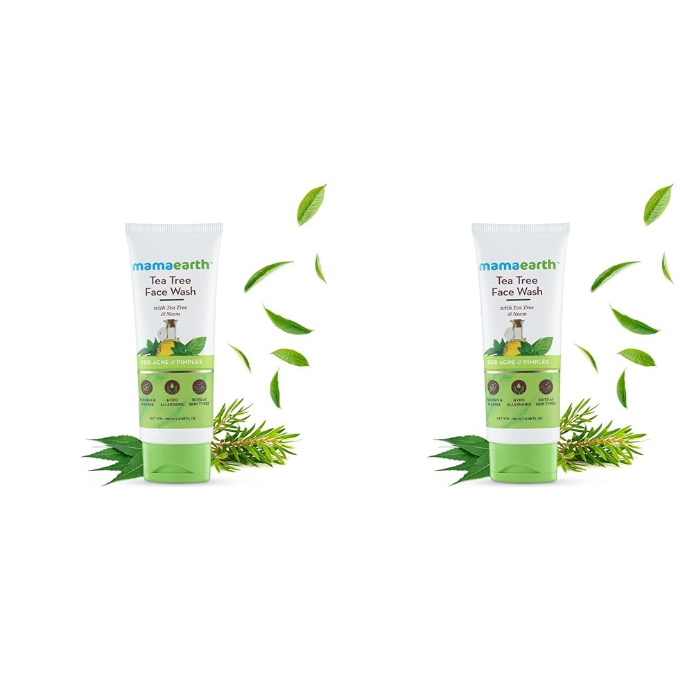 Mamaearth Tea Tree Natural Face Wash for Acne & Pimples Wash 100 ml - For Normal & Dry Skin (Pack of 2)