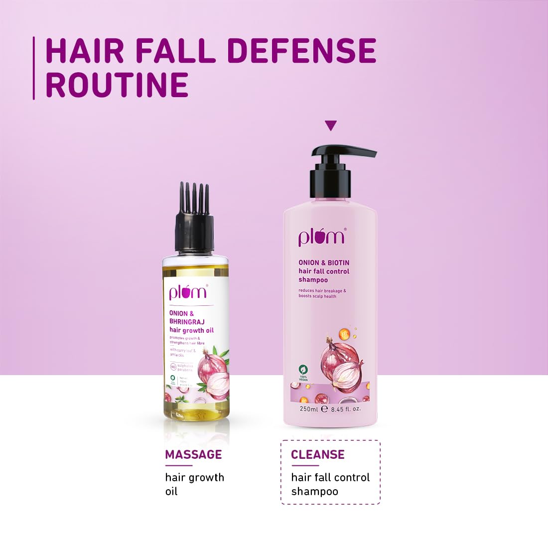 Plum Onion and Biotin Shampoo for Hairfall Control | Paraben Free | Enriched with Onion Extract, Biotin, D-Panthenol | Boosts Scalp Health | 250 ml