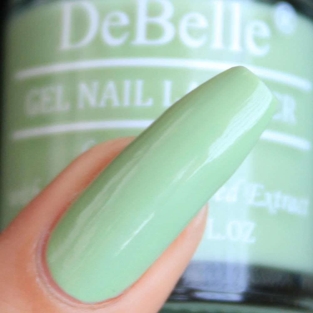 Debelle Gel Nail Polish Fleur Pistachio (Turquoise Mint Green Nail Paint)|Non Uv - Gel Glossy Finish |Chip Resistant | Seaweed Enriched Formula| Long Lasting|Cruelty And Toxic Free| 8Ml