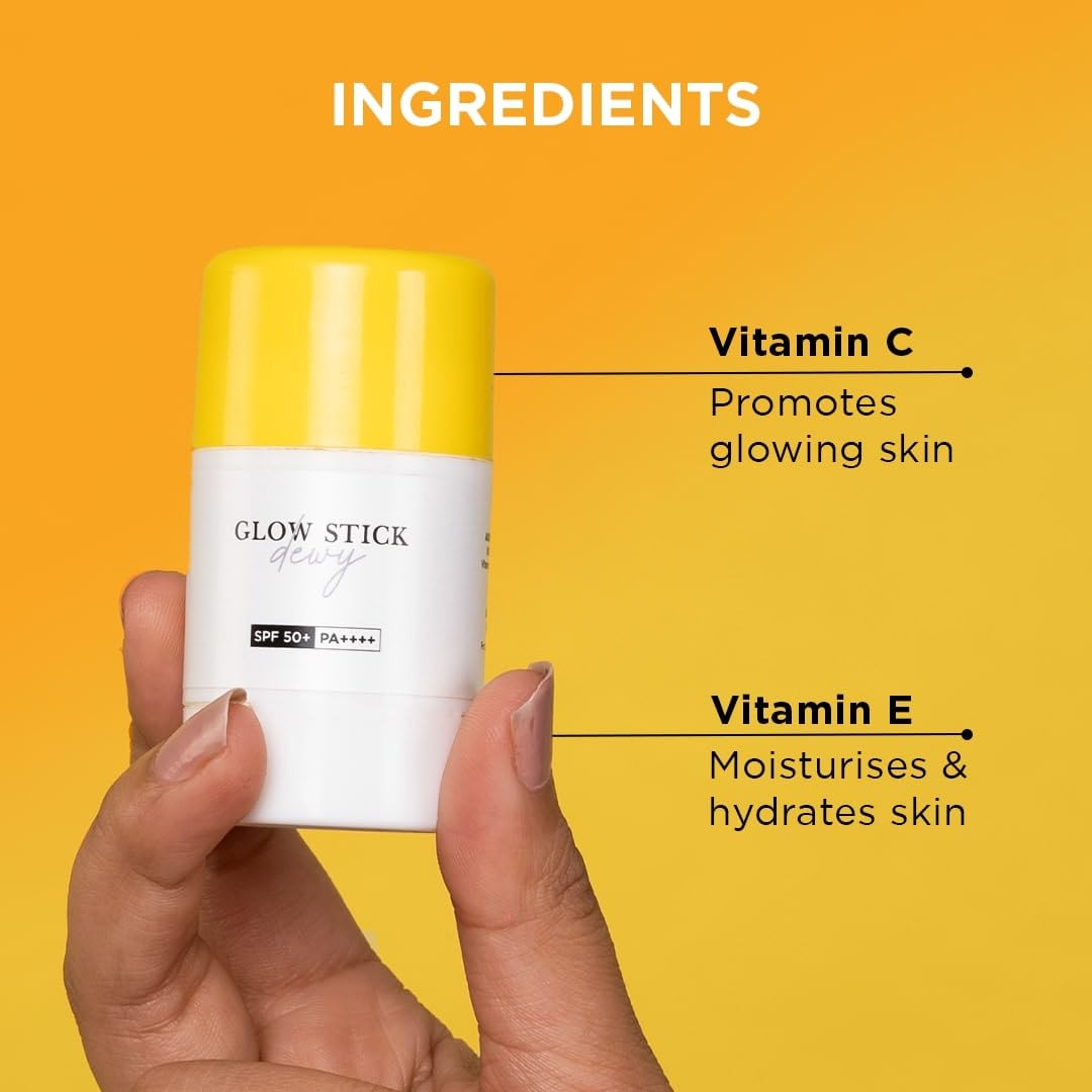 SunScoop Glow Stick Dewy SPF 50+ PA++++ |, UVA UVB rays protection| Vitamin C for glow | Oats for dull skin | Dewy Finish | Easy Reapplication | No White cast | Combination to Dry skin | 18g