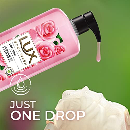 Lux Body Wash Soft Skin French Rose & Almond Oil Super Saver XL Pump Bottle with Long Lasting Fragrance, Glycerine, Paraben Free, Extra Foam, 750 ml