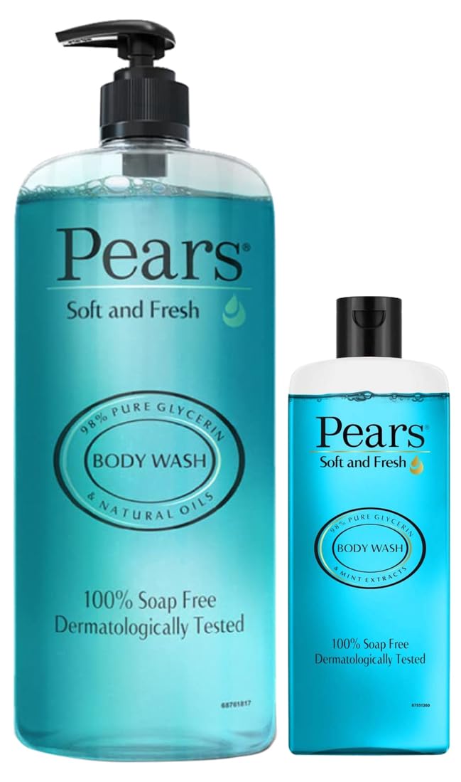 Pears Soft & Fresh Shower Gel SuperSaver XL Pump Bottle with 98% Pure Glycerine, 100% Soap Free and No Parabens, 750 ml & Pears Soft & Fresh Body Wash 250 ml (Combo Pack of 1)