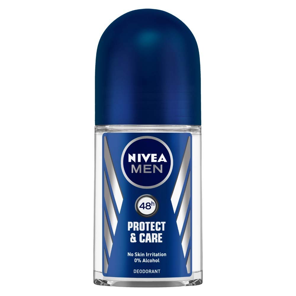 NIVEA Men Roll-On Deodorant, Cool Kick, 50ml & NIVEA Men Deodorant Roll On, Protect & Care, 50ml