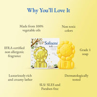 Softsens Kids Samba the Lion Soap| Grade 1 Soap| Infused Shea Butter & Milk Cream |Dermatologist Tested| Shape Soap (Pack of 3,75g each)