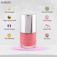 DeBelle Gel Nail Polish Bebe' Kiss (Hot Pink Nail Paint)|Non UV - Gel Finish |Chip Resistant | Seaweed Enriched Formula| Long Lasting|Cruelty and Toxic Free| 8ml Glossy Finish