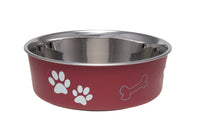 Loving Pets - Bella Bowls - Dog Food Water Bowl No Tip Stainless Steel Pet Bowl No Skid Spill Proof (Large, Merlot Red)