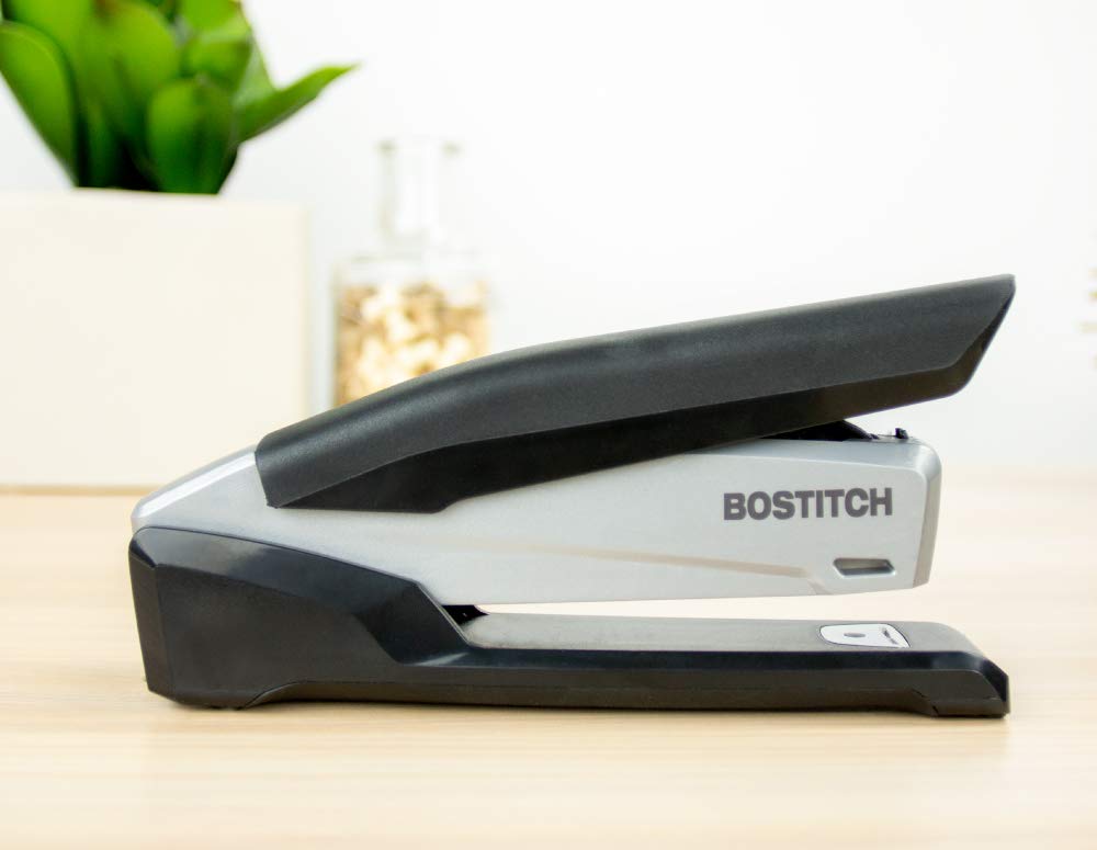 Bostitch Office Executive 3 in 1 Stapler, Includes 210 Staples and Integrated Staple Remover, One Finger Stapling, No Effort, 20 Sheet Capacity, Spring Powered Stapler, Black/Gray (INP20)