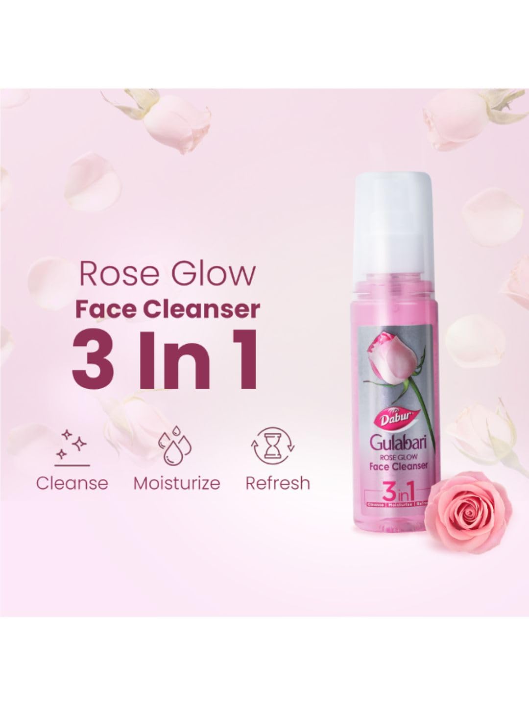 Dabur Gulabari Premium Rose Water – Natural, 400 ml & Dabur Gulabari Rose Glow Face Cleanser, 100 Ml