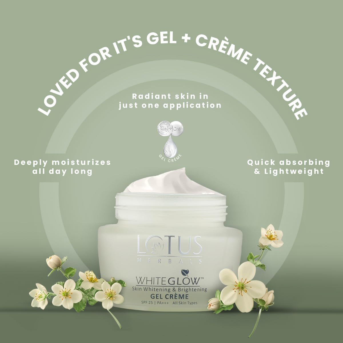 Lotus Herbals WhiteGlow Skin Whitening And Brightening Gel, Face Cream with SPF-25, for all skin types, 40g