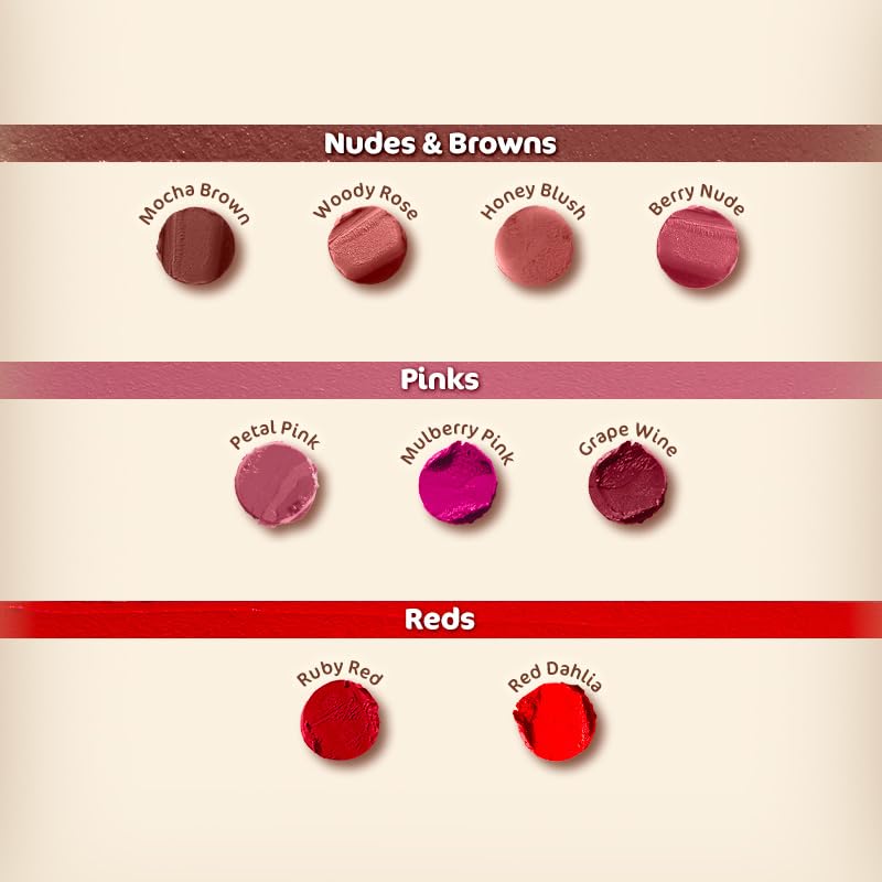 Mamaearth Soft Matte Long Stay Lipsticks with Jojoba Oil & Vitamin E for 12 Hour Long Stay - 01 Mocha Brown - 3.5 g