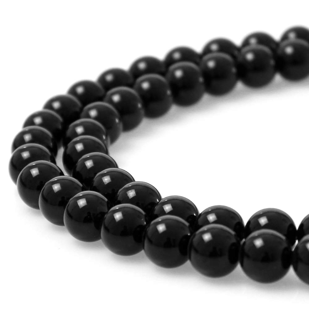 MJDCB 7A Natural Black Agate Gemstone Loose Beads Round 6mm Crystal Energy Stone Healing Power for Jewelry Making