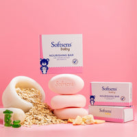 Softsens Baby Nourishing Soap Bar Enriched with Colloidal Oatmeal, Shea Butter & Vitamin E I Dermatologically Tested & Paraben Free for Baby Skin- Pack of 2 (100 gms x 6)