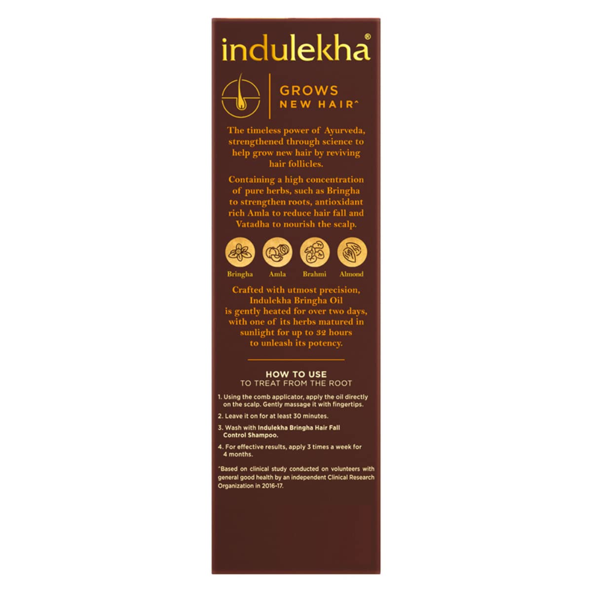 Indulekha Bringha, Ayurvedic Hair Oil, 250ml, for Hair Fall Control, with Amla & Coconut Oil, with Comb Applicator (Pack of 2)
